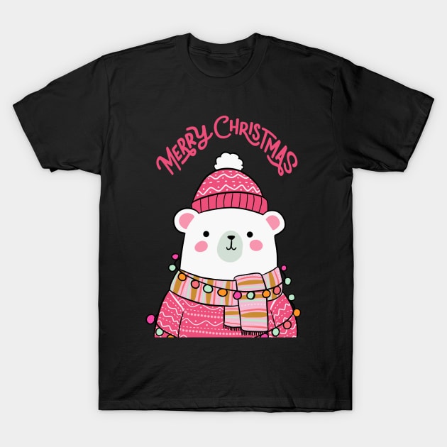 Merry Christmas a cute polar bear ready for the holiday T-Shirt by Yarafantasyart